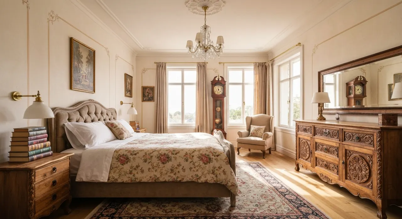 Grandmillennial slaapkamer