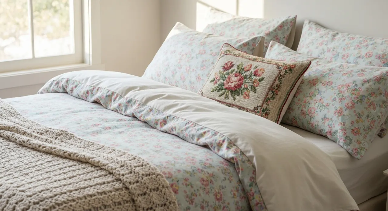 Grandmillennial Slaapkamer - detail van materialen en textuur