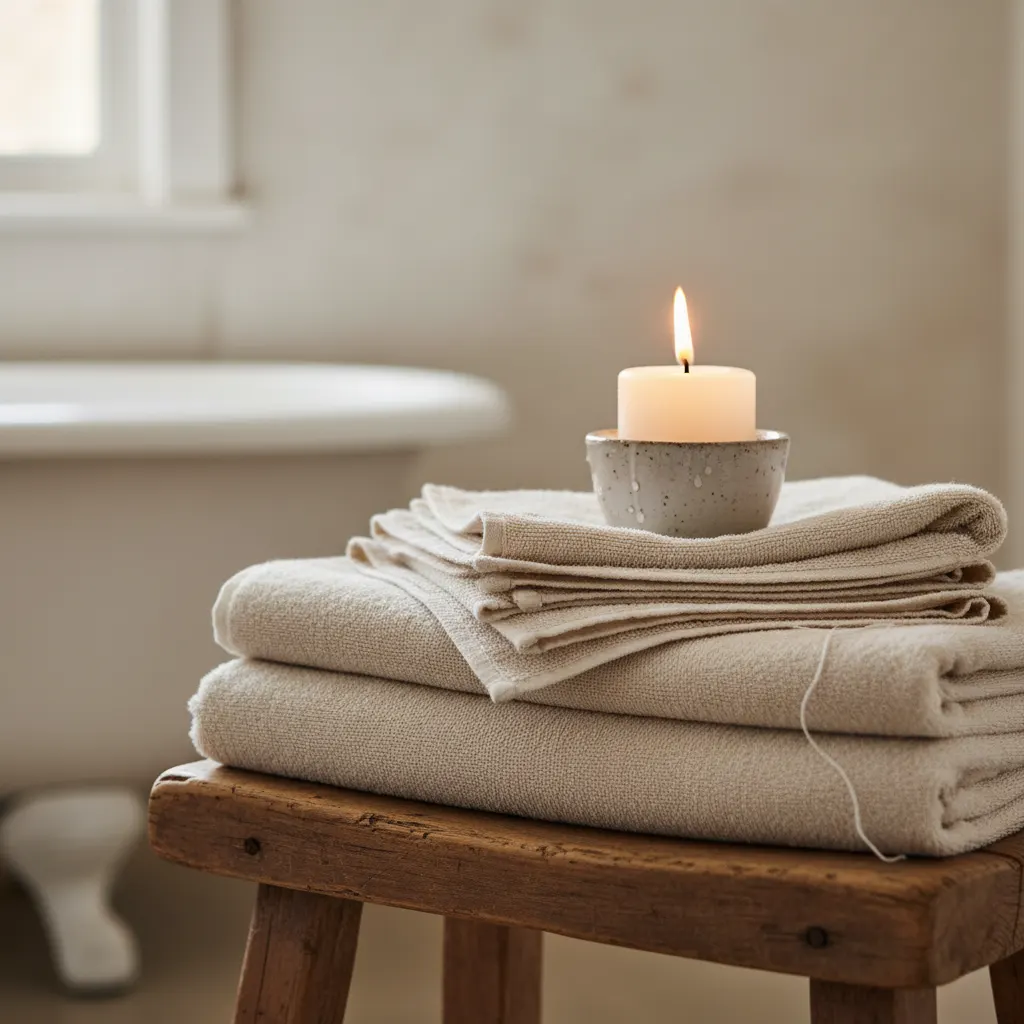 Hygge Badkamer - detail van materialen en textuur