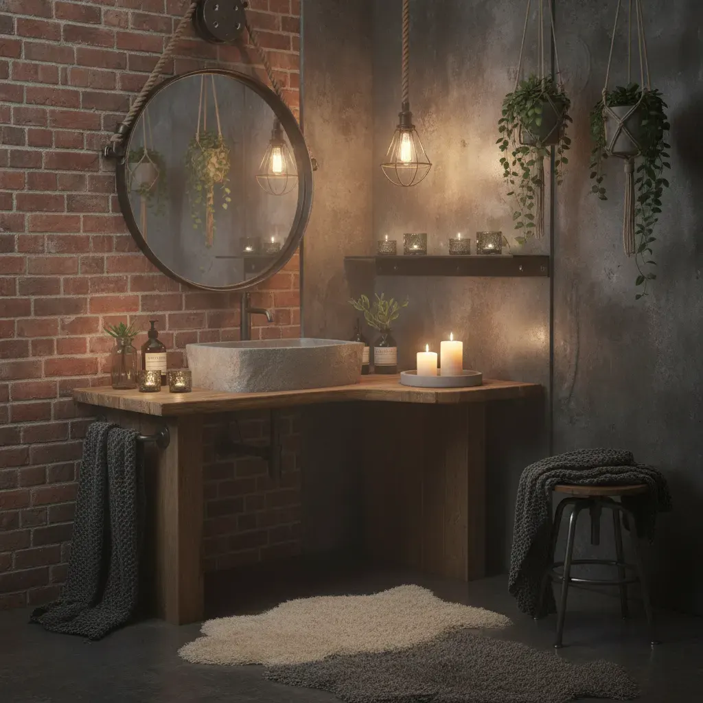 Industrial Badkamer - sfeervol hoekje