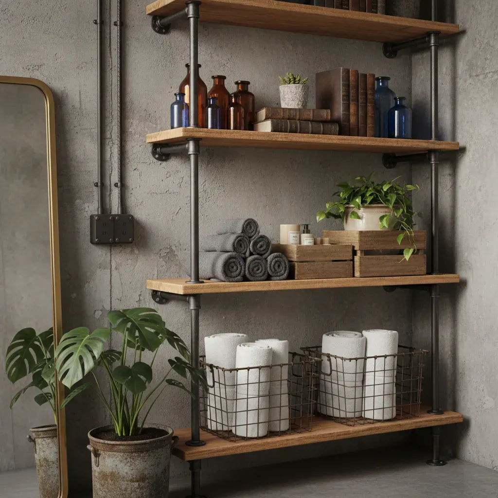 Industrial Badkamer - rekken en opbergen