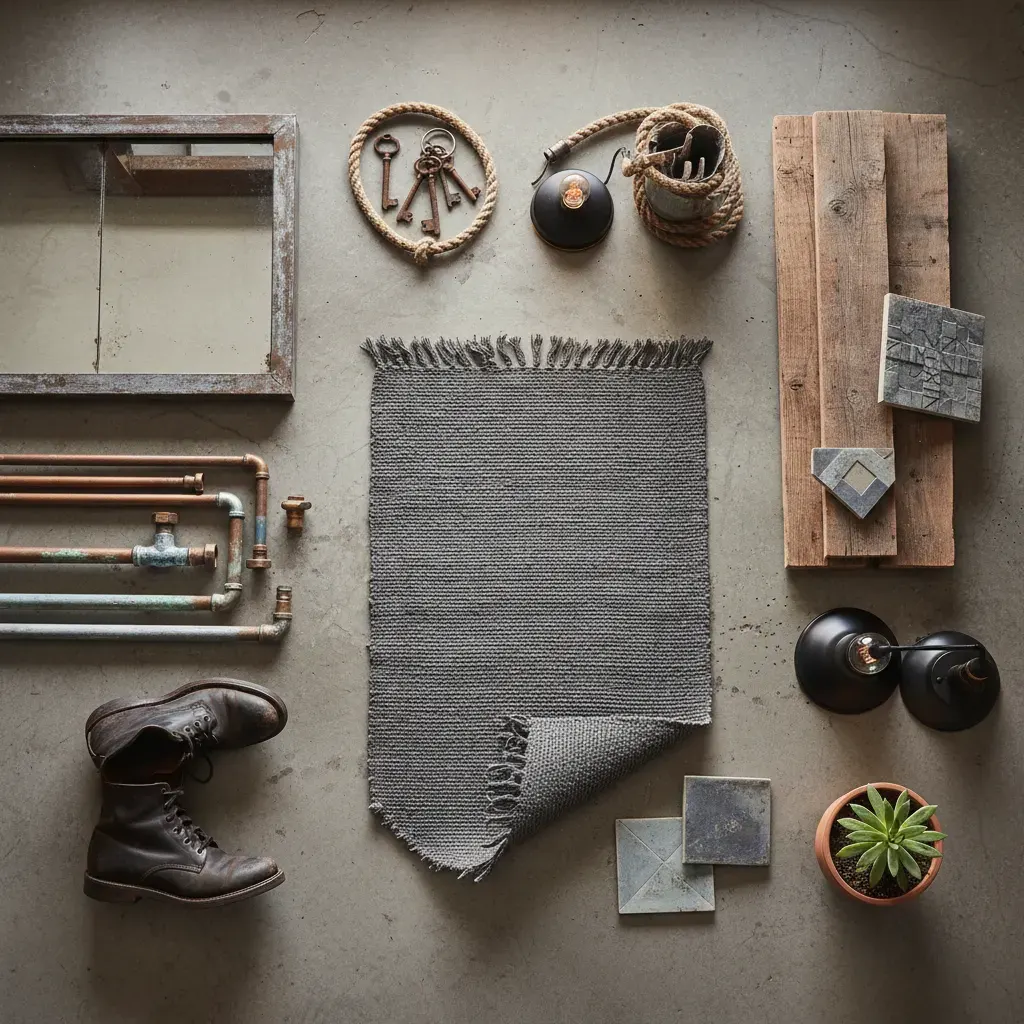 Industrial Hal - flatlay van decoratieve objecten