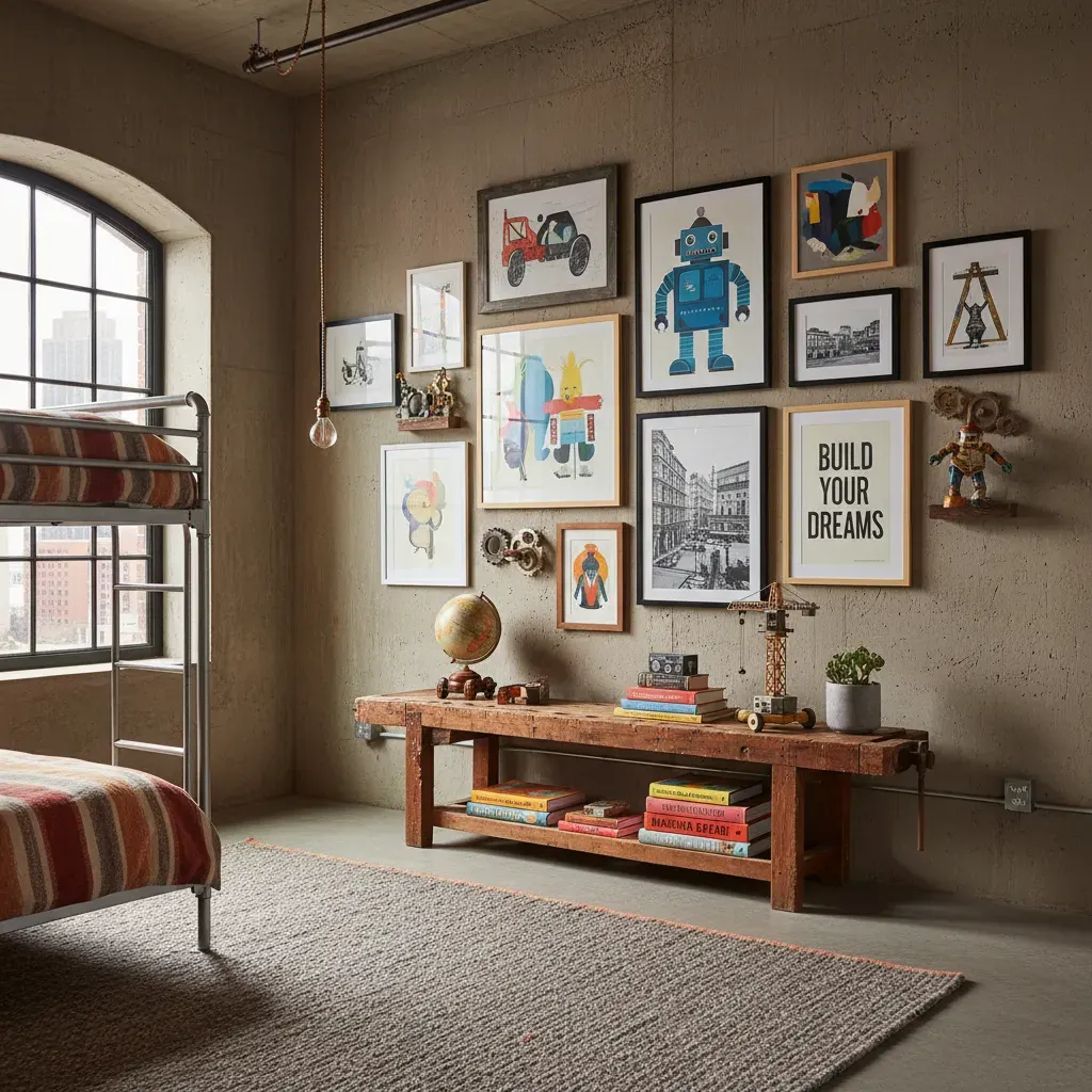Industrial Kinderkamer - galerij wand