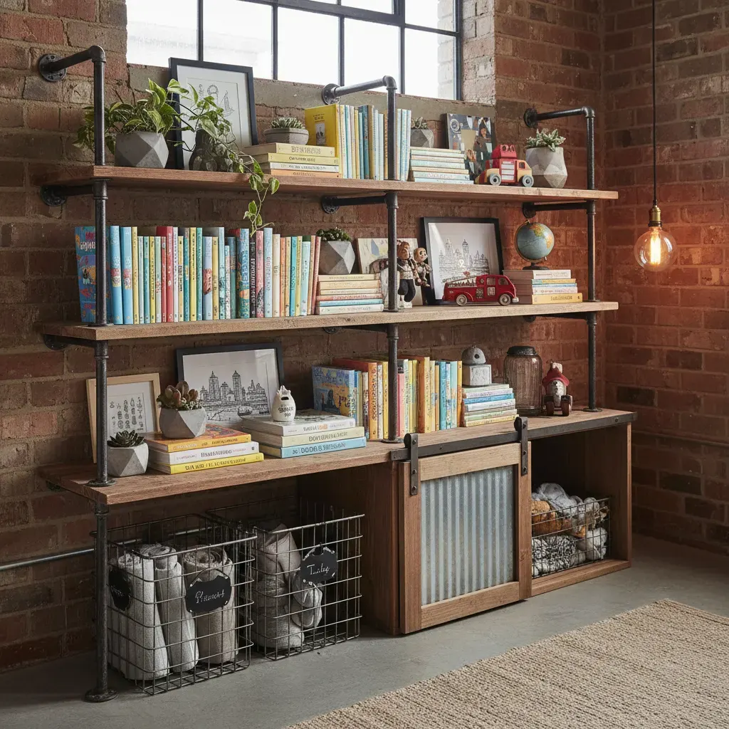 Industrial Kinderkamer - rekken en opbergen