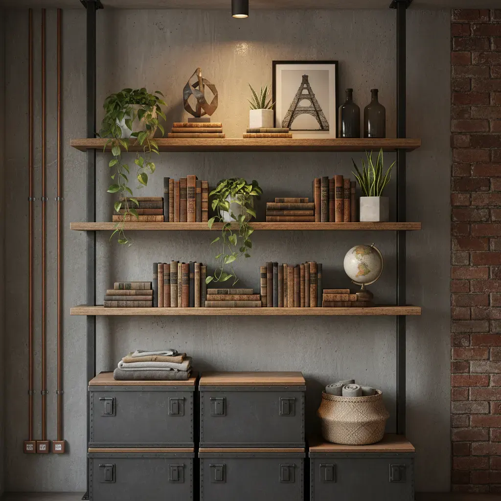 Industrial Slaapkamer - rekken en opbergen