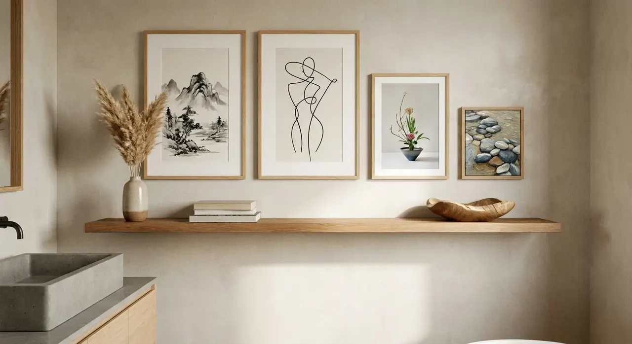 Japandi Badkamer - galerij wand