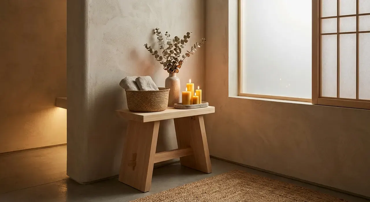 Japandi Badkamer - sfeervol hoekje