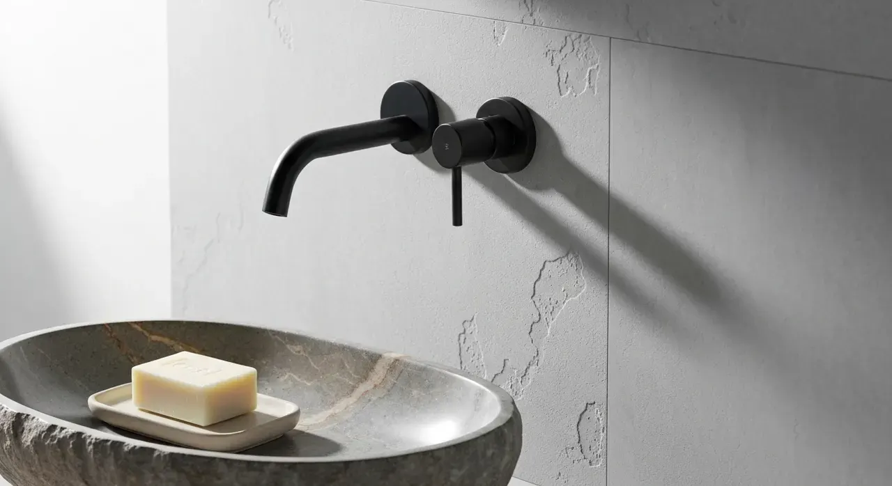 Japandi Badkamer - detail van materialen en textuur