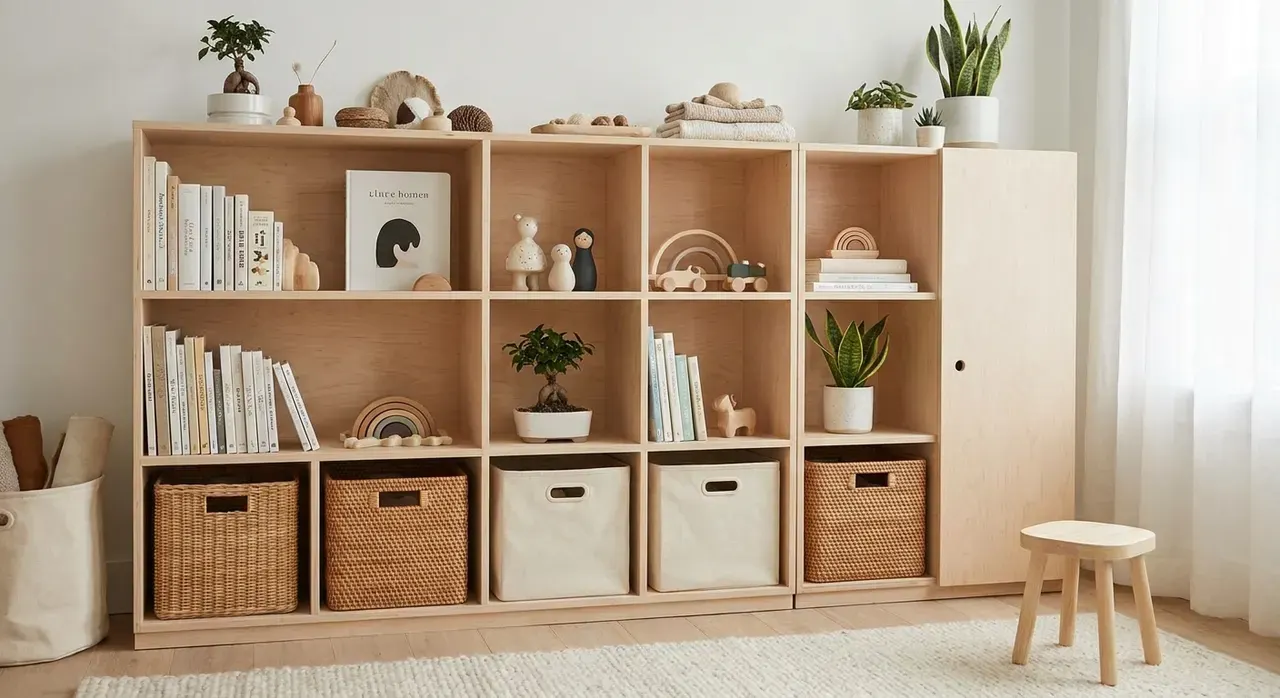 Japandi Kinderkamer - rekken en opbergen