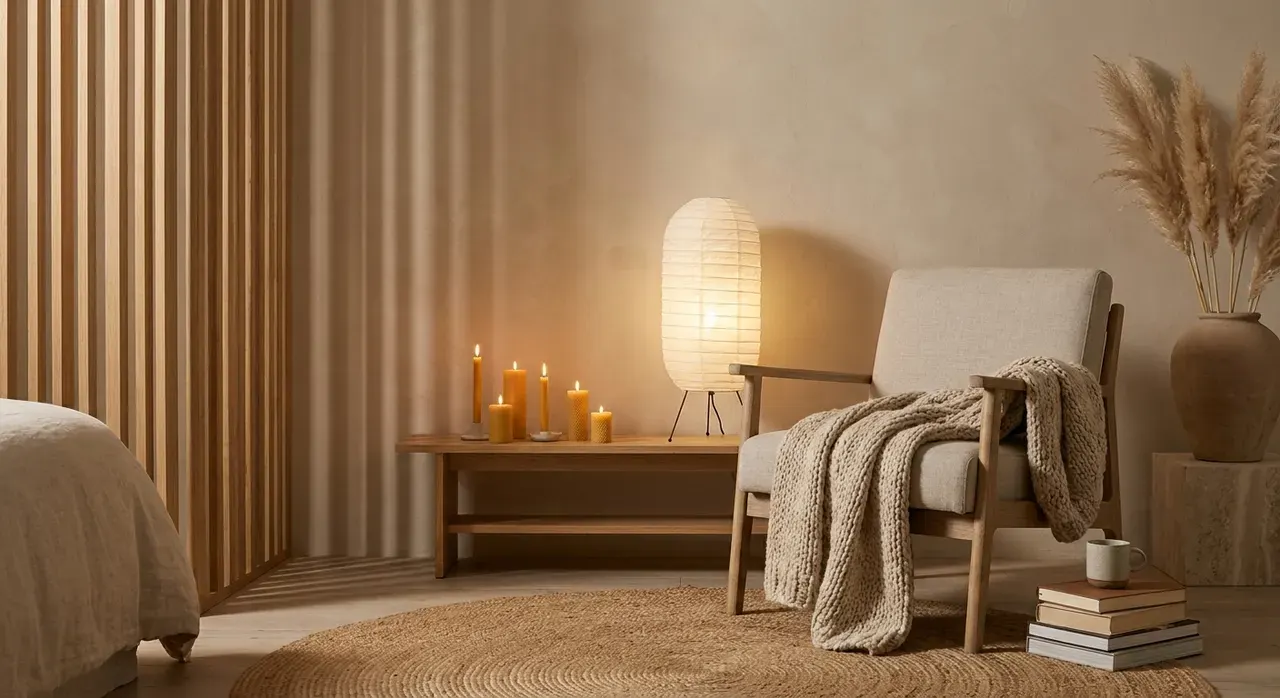 Japandi Slaapkamer - sfeervol hoekje