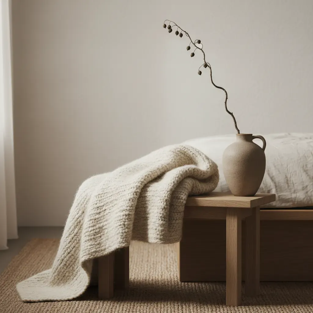 Japandi Slaapkamer - detail van materialen en textuur