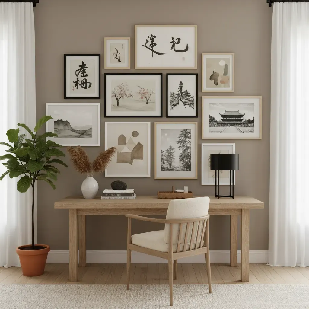 Japandi Werkkamer - galerij wand