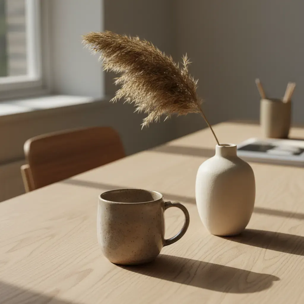 Japandi Werkkamer - detail van materialen en textuur