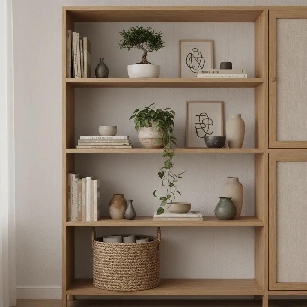 Japandi Woonkamer - rekken en opbergen