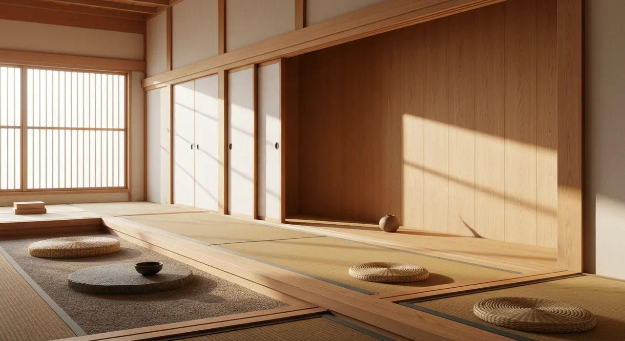 Japans Zen Hal - detail van materialen en textuur