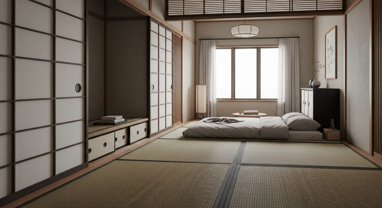 Japans Zen Slaapkamer - detail van materialen en textuur