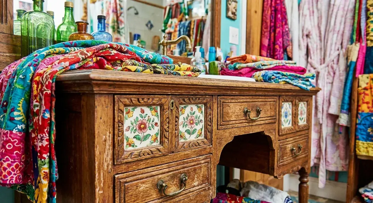 Maximalistisch Badkamer - meubels en opstelling