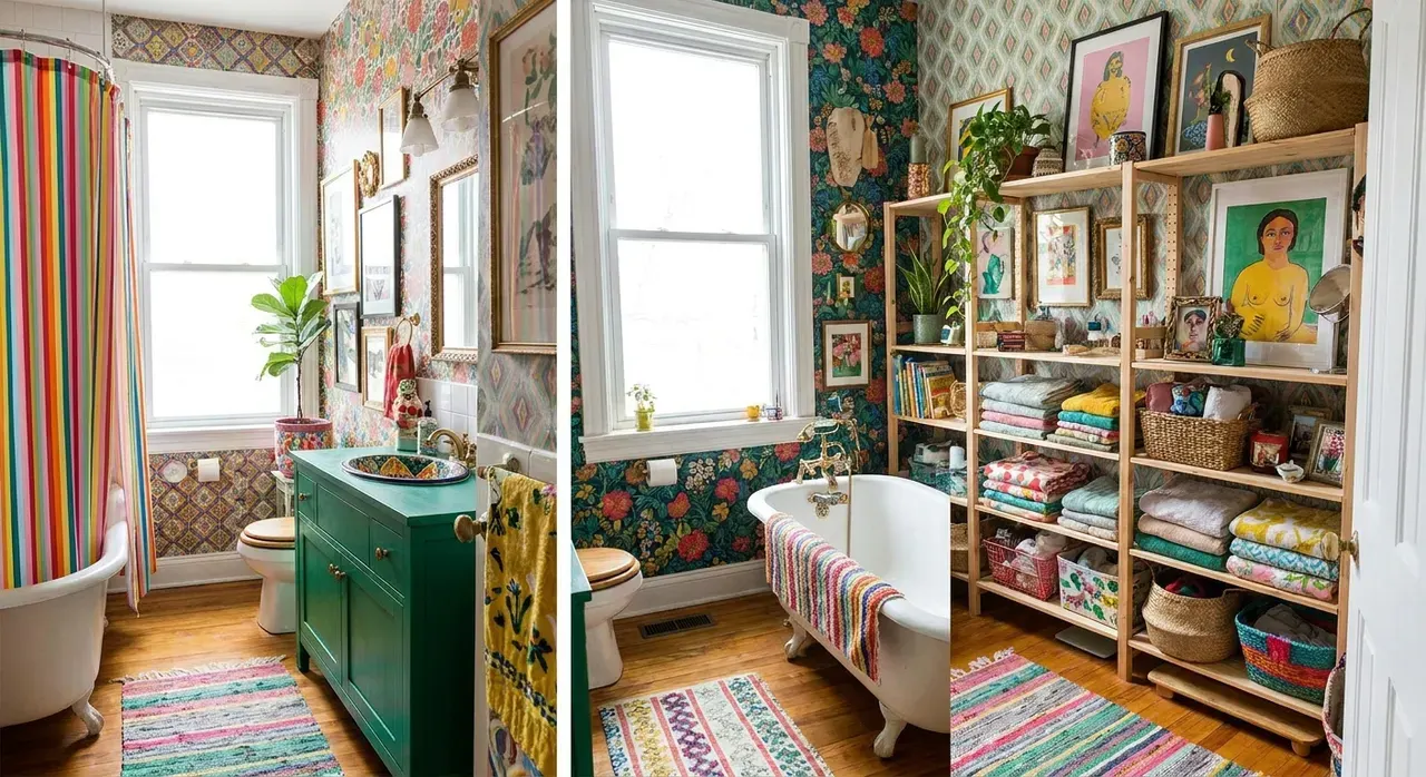 Maximalistisch Badkamer - budgetvriendelijke look