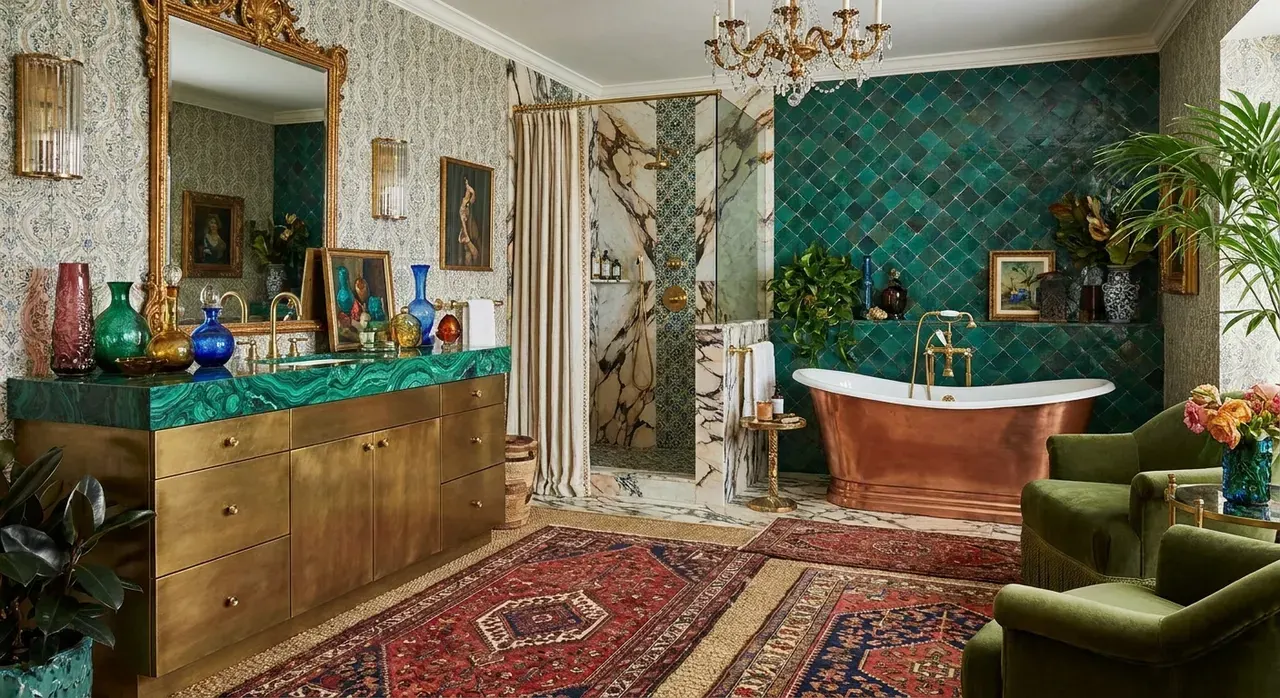 Maximalistisch Badkamer - luxe variant
