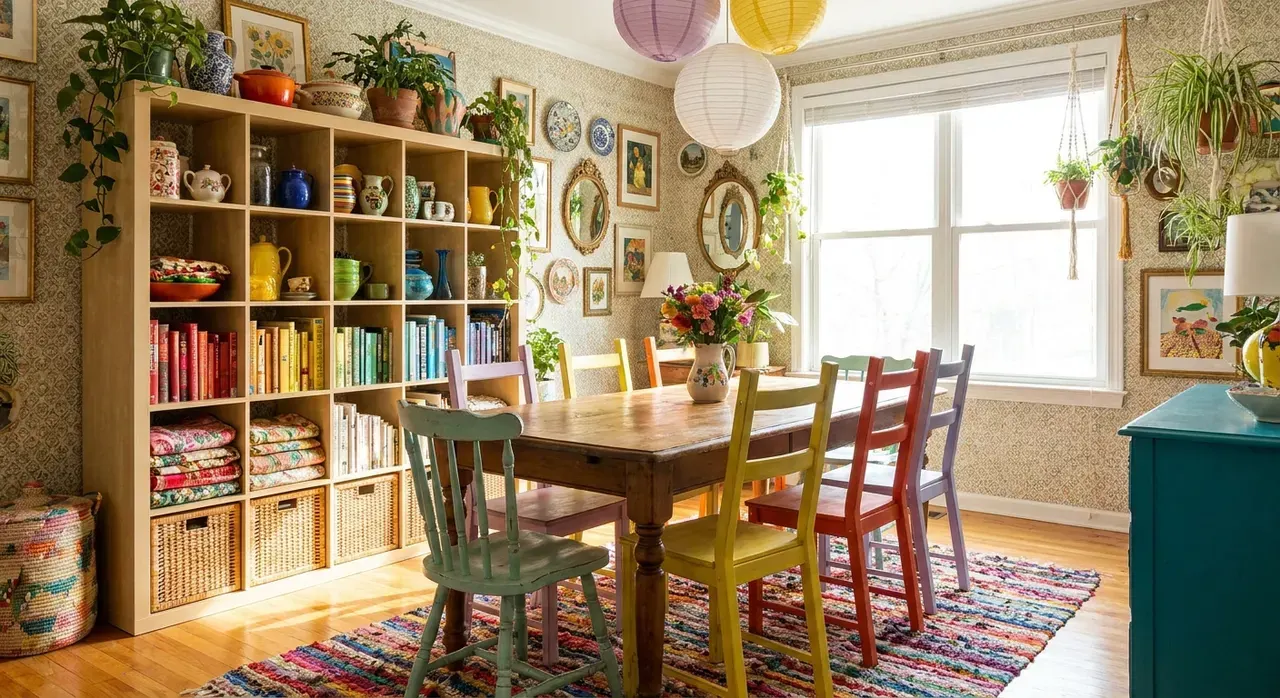 Maximalistisch Eetkamer - budgetvriendelijke look