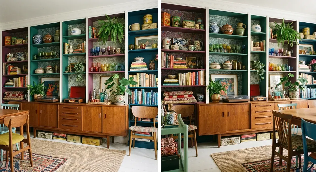 Maximalistisch Eetkamer - rekken en opbergen