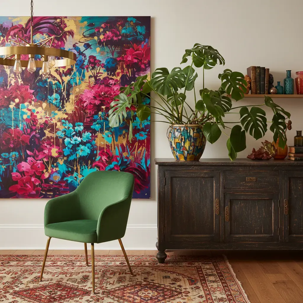 Maximalistisch Eetkamer - kleurenpalet en sfeer