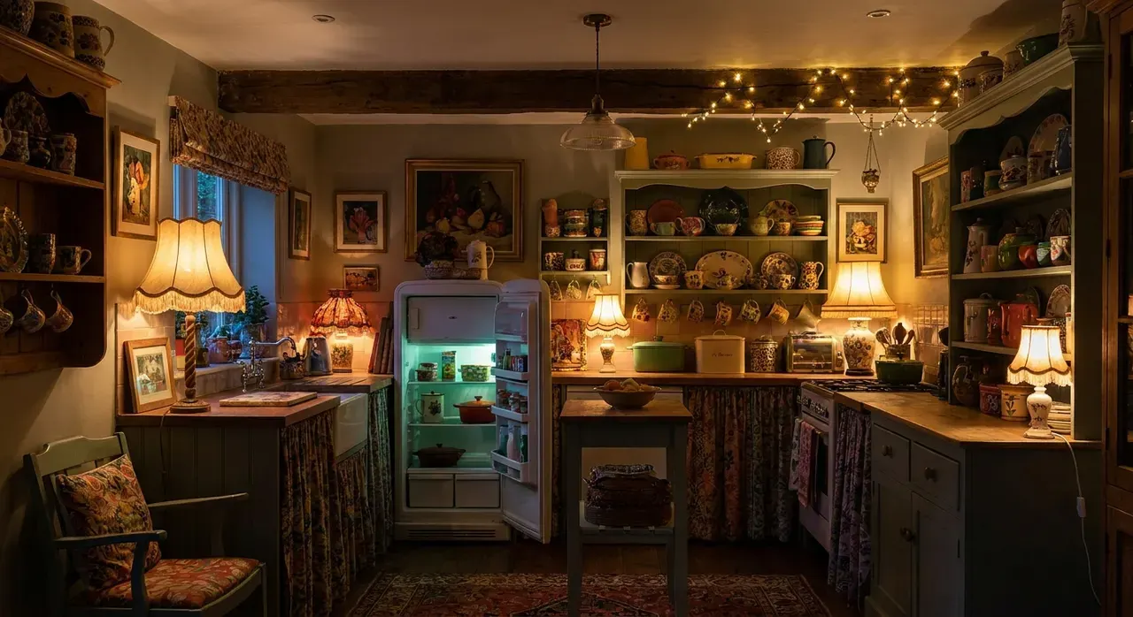 Maximalistisch Keuken - avondsfeer met verlichting