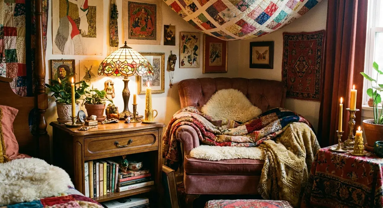 Maximalistisch Slaapkamer - sfeervol hoekje