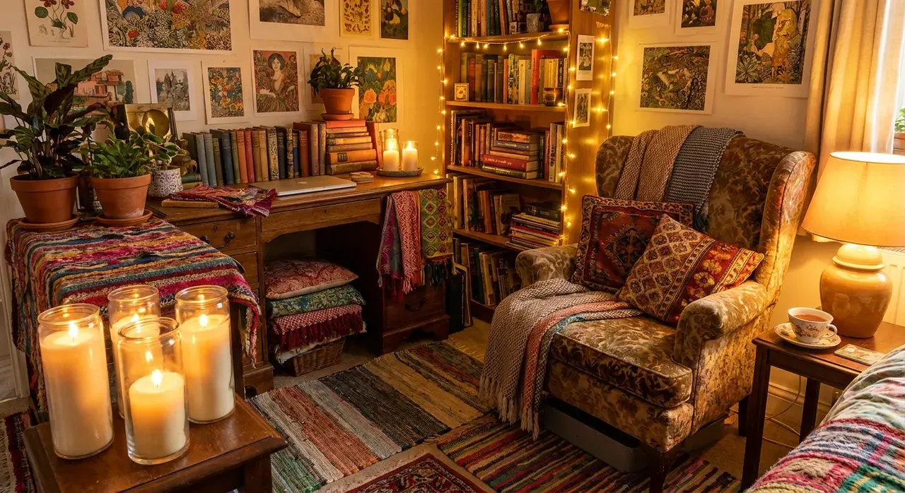 Maximalistisch Werkkamer - sfeervol hoekje