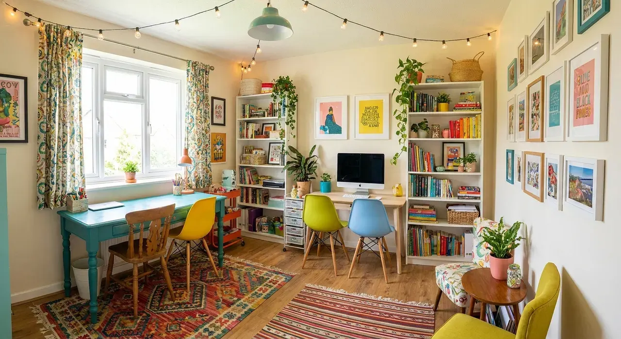 Maximalistisch Werkkamer - budgetvriendelijke look