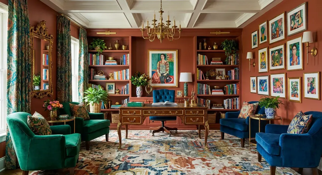Maximalistisch Werkkamer - luxe variant