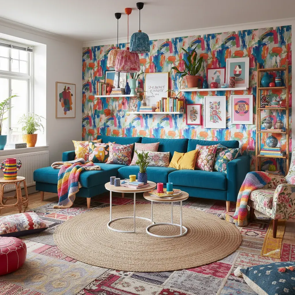 Maximalistisch Woonkamer - budgetvriendelijke look