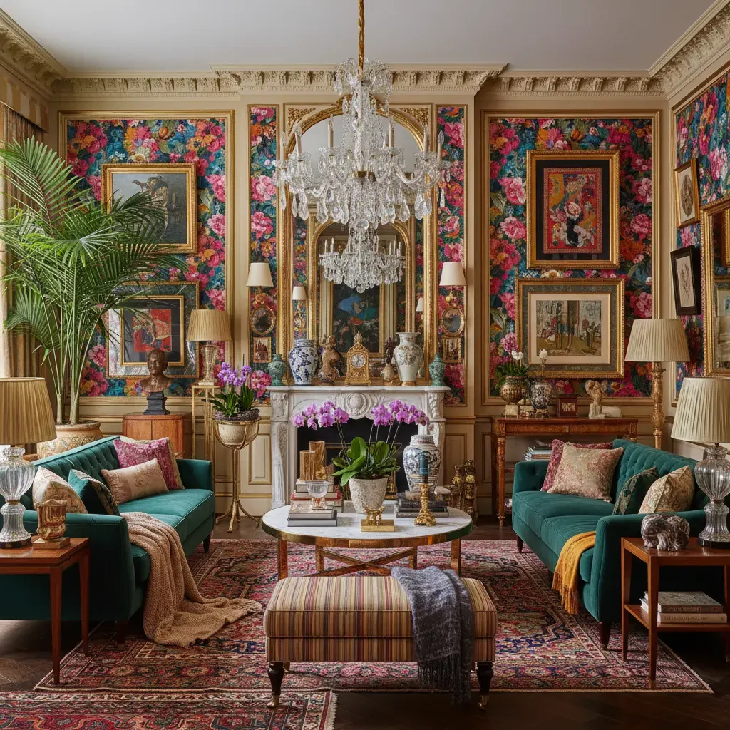 Maximalistisch Woonkamer - luxe variant