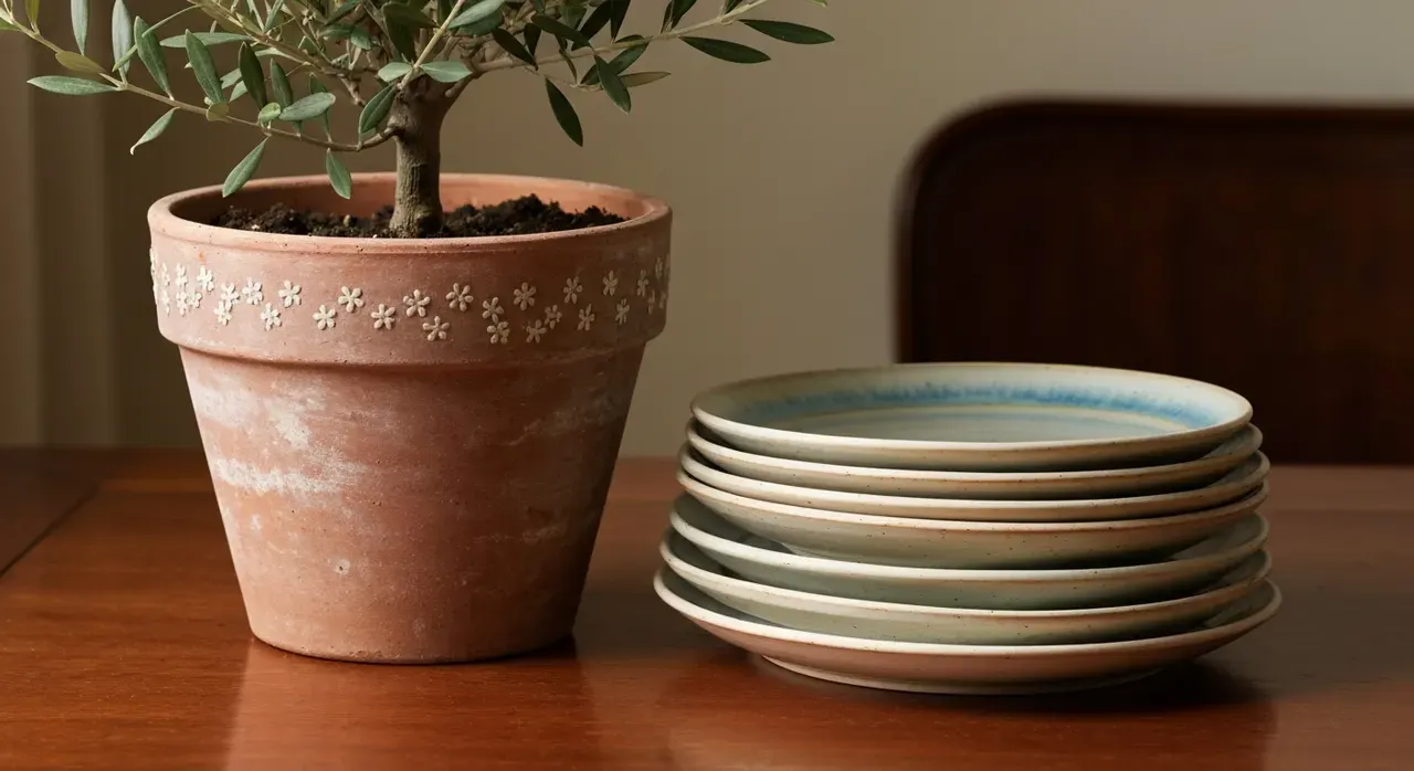 Mediterraans Eetkamer - detail van materialen en textuur