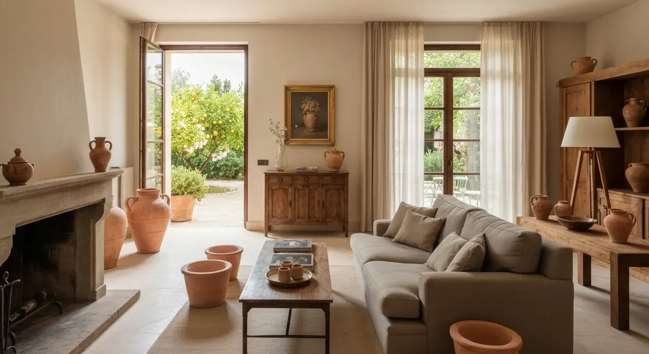 Mediterraans woonkamer