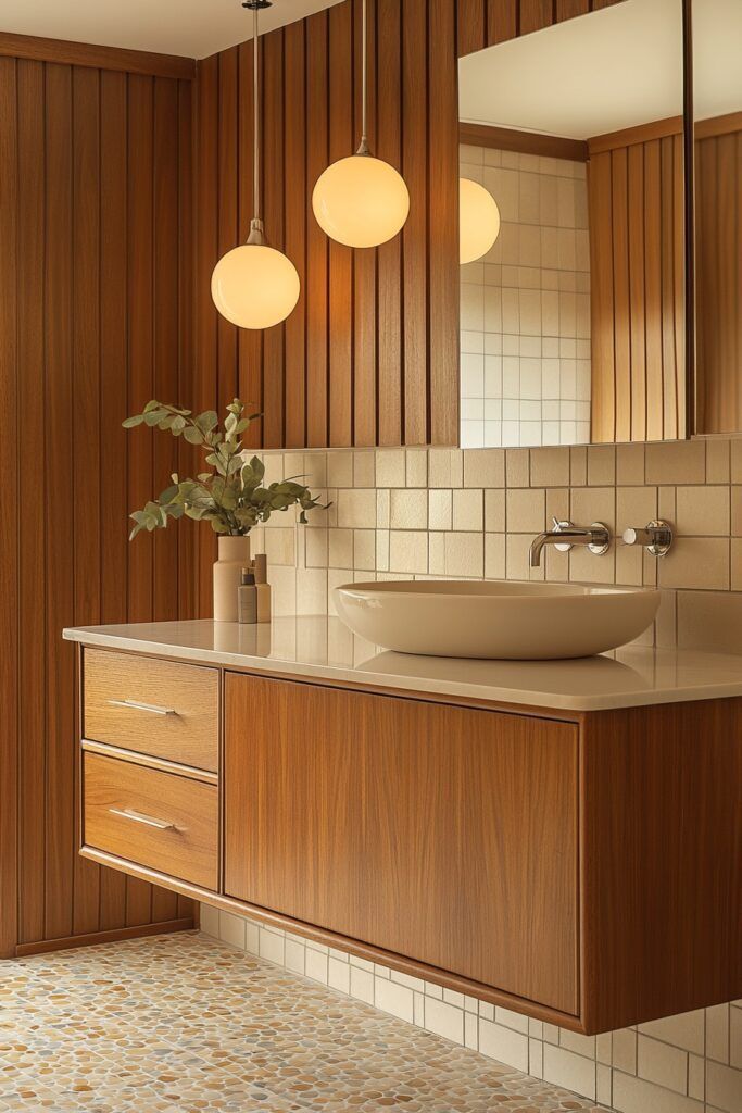 Midcentury Modern Badkamer - sfeervolle badkamer 2