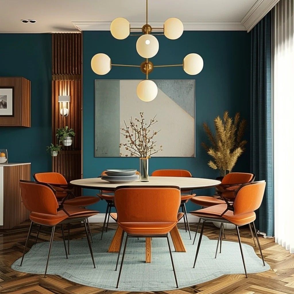 Midcentury Modern Eetkamer - sfeervolle eetkamer 13