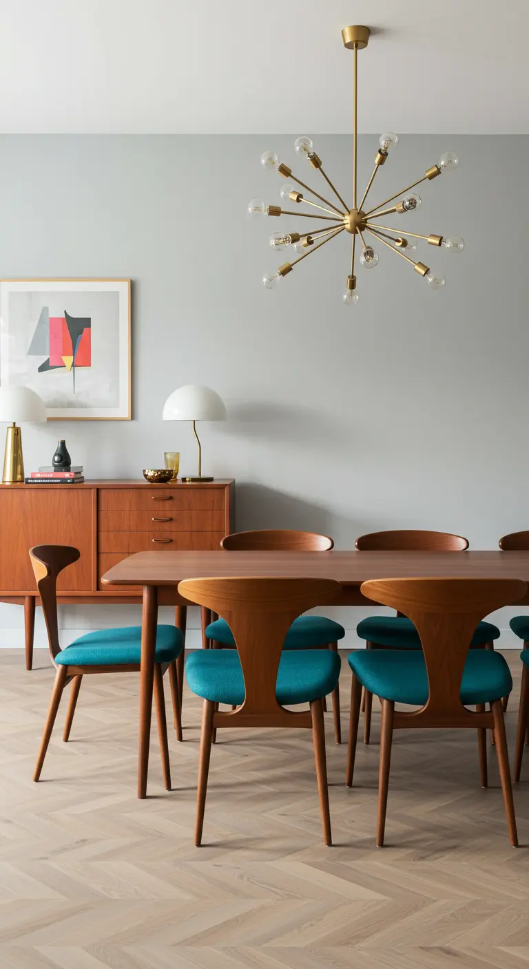 Midcentury Modern Eetkamer - sfeervolle eetkamer 17