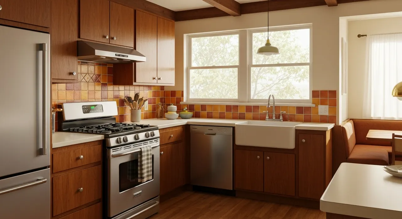 Midcentury Modern Keuken - detail van materialen en textuur