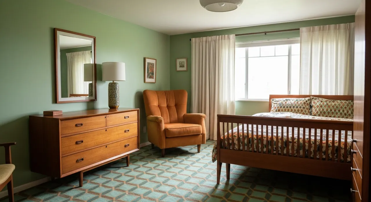 Midcentury Modern Slaapkamer - detail van materialen en textuur