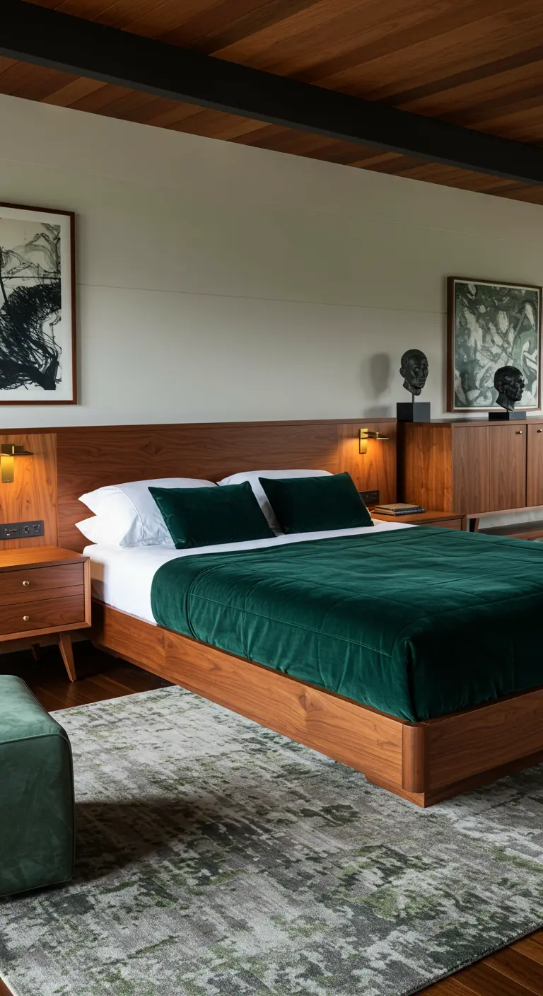 Midcentury Modern Slaapkamer - sfeervolle slaapkamer 16