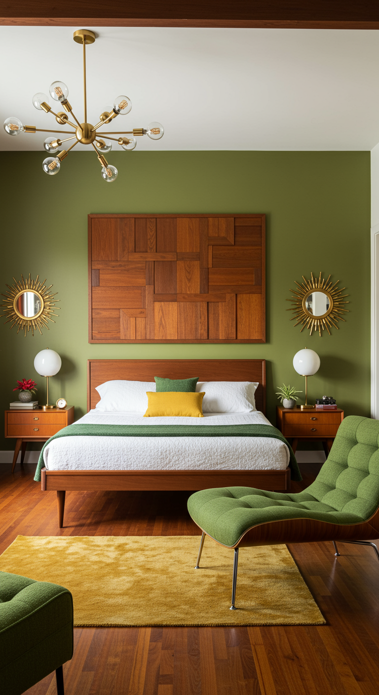 Midcentury Modern Slaapkamer - sfeervolle slaapkamer 18