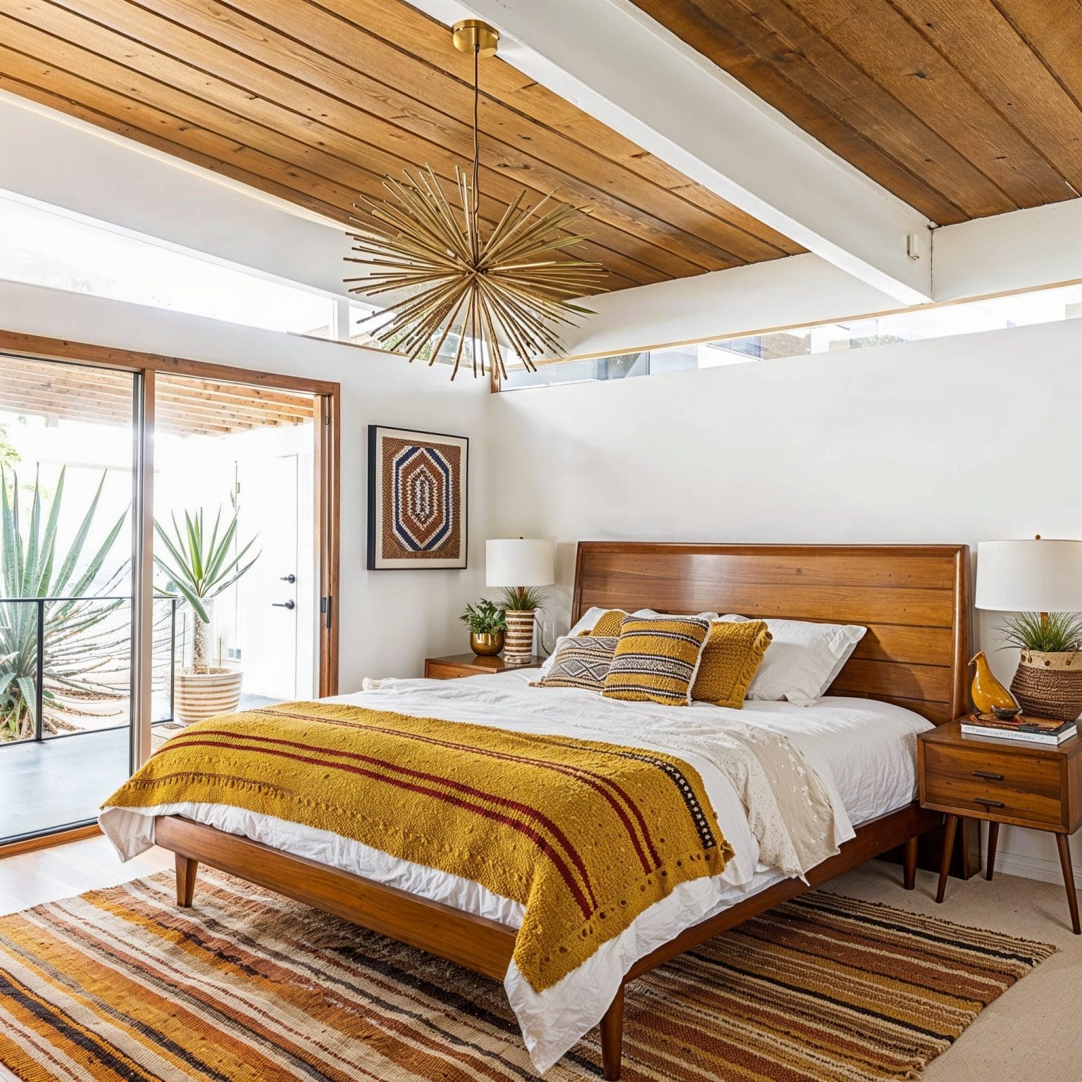 Midcentury Modern Slaapkamer - sfeervolle slaapkamer 2