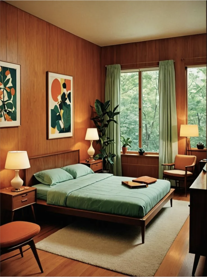 Midcentury Modern Slaapkamer - sfeervolle slaapkamer 5