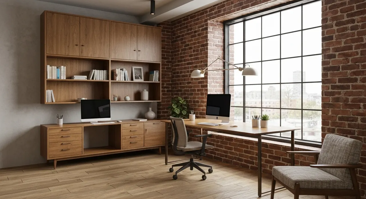 Midcentury Modern Werkkamer - detail van materialen en textuur