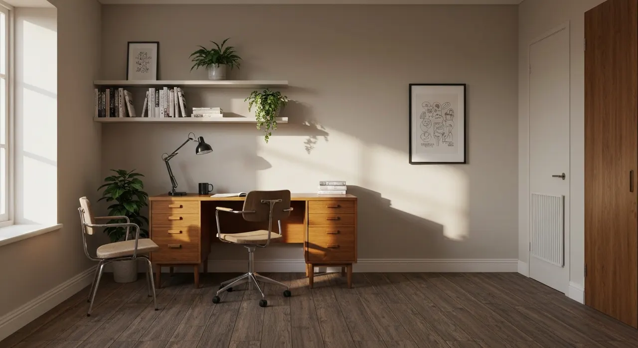 Midcentury Modern Werkkamer - inrichting en decoratie