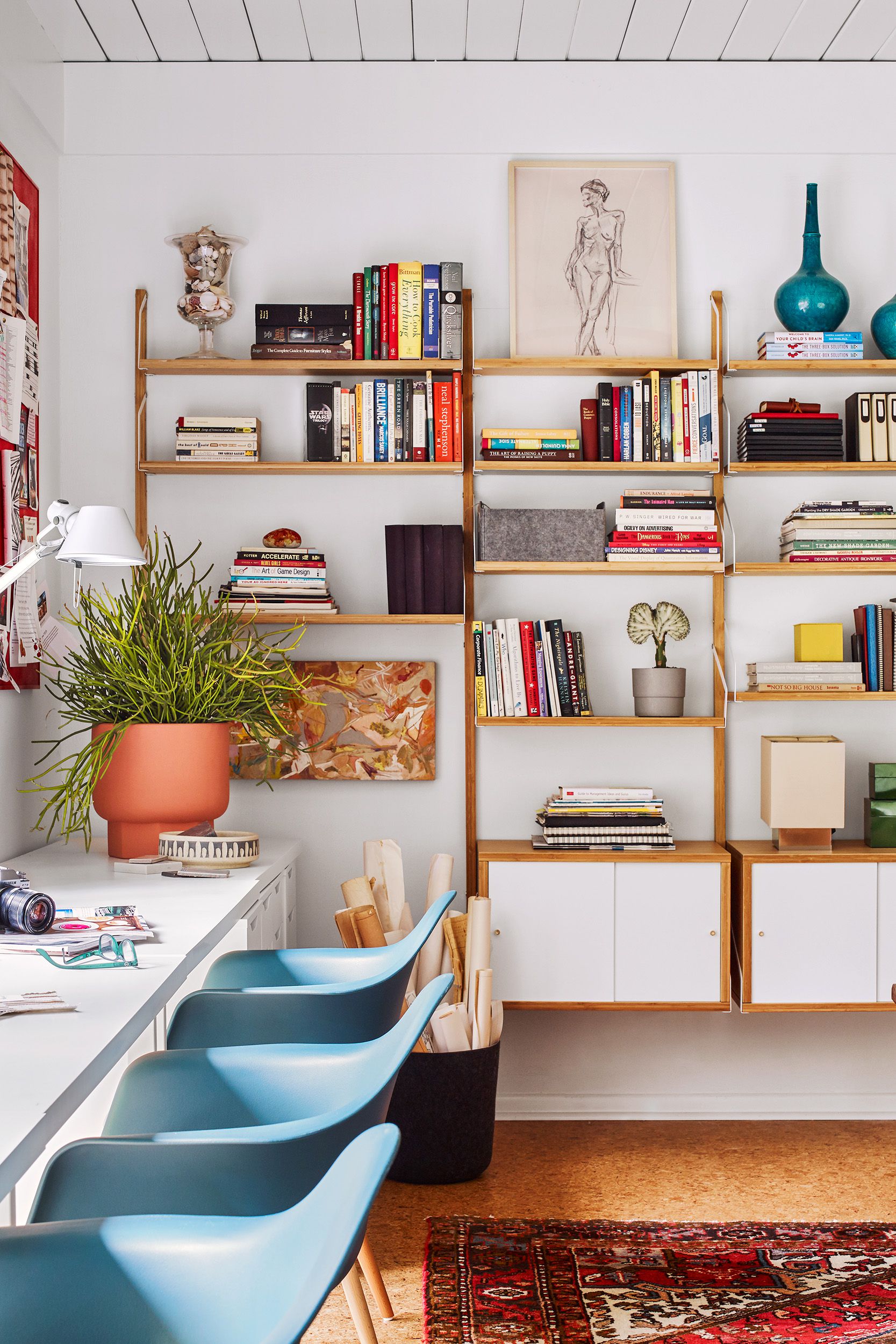 Midcentury Modern Werkkamer - sfeervolle werkkamer 11