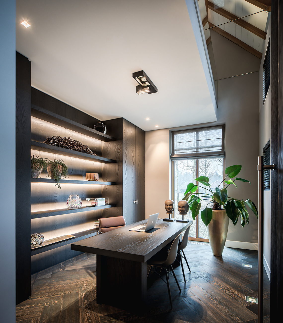 Midcentury Modern Werkkamer - sfeervolle werkkamer 18