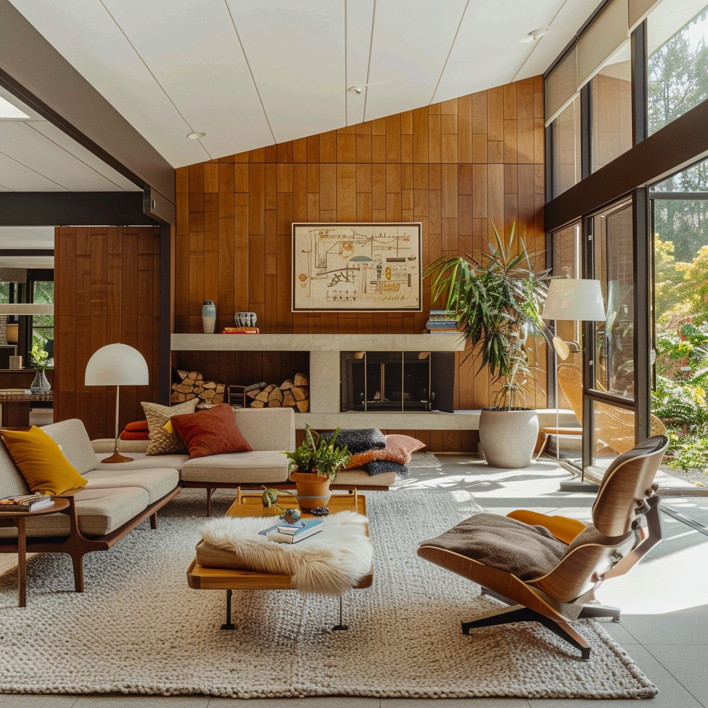 Midcentury Modern Woonkamer - sfeervolle woonkamer 11