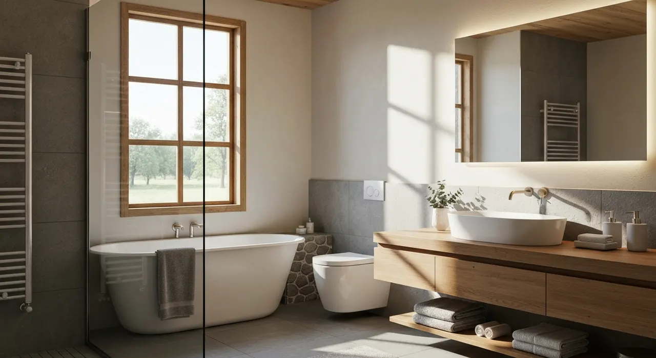 Modern Landelijk Badkamer - detail van materialen en textuur